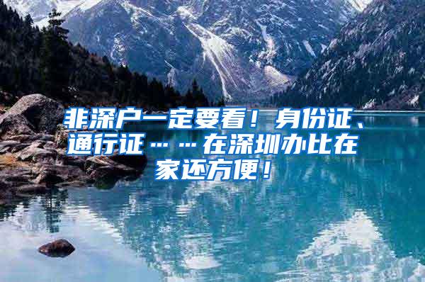 非深户一定要看！身份证、通行证……在深圳办比在家还方便！