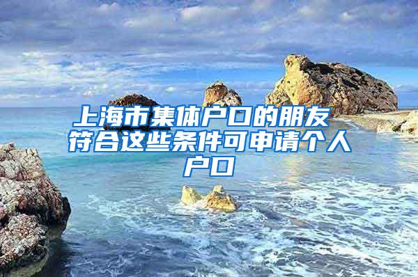 上海市集体户口的朋友 符合这些条件可申请个人户口