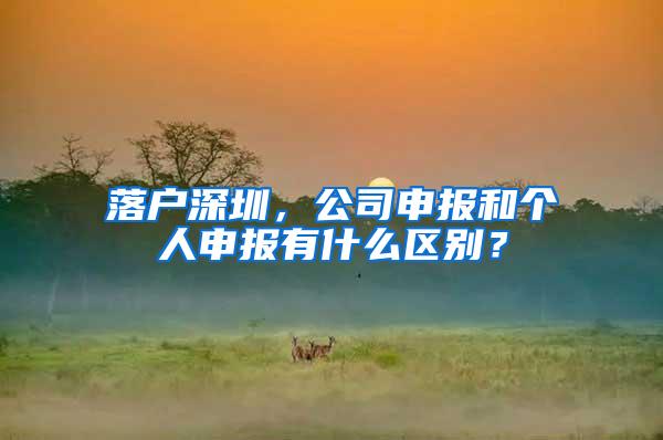 落户深圳，公司申报和个人申报有什么区别？
