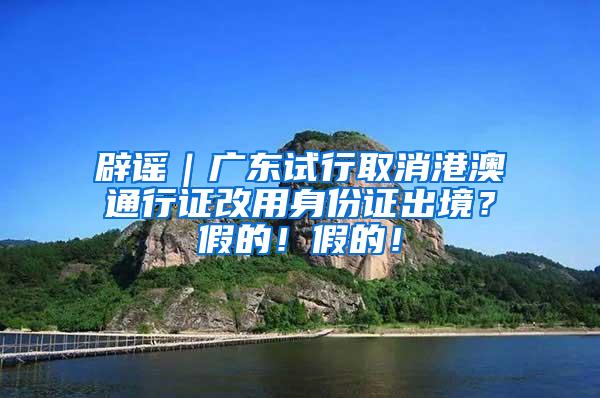 辟谣｜广东试行取消港澳通行证改用身份证出境？假的！假的！