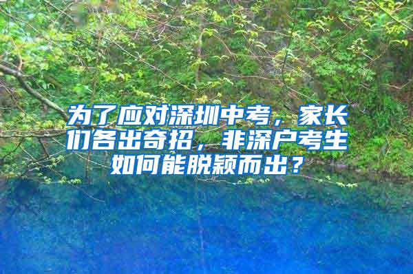 为了应对深圳中考，家长们各出奇招，非深户考生如何能脱颖而出？