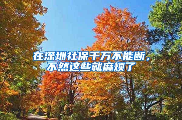 在深圳社保千万不能断，不然这些就麻烦了
