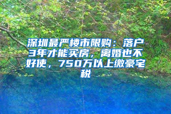 深圳最严楼市限购：落户3年才能买房，离婚也不好使，750万以上缴豪宅税