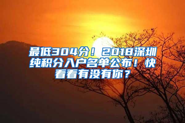 最低304分！2018深圳纯积分入户名单公布！快看看有没有你？