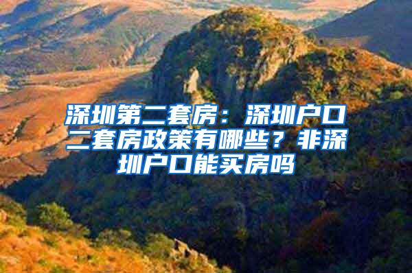 深圳第二套房：深圳户口二套房政策有哪些？非深圳户口能买房吗