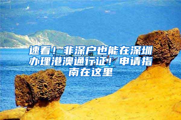 速看！非深户也能在深圳办理港澳通行证！申请指南在这里