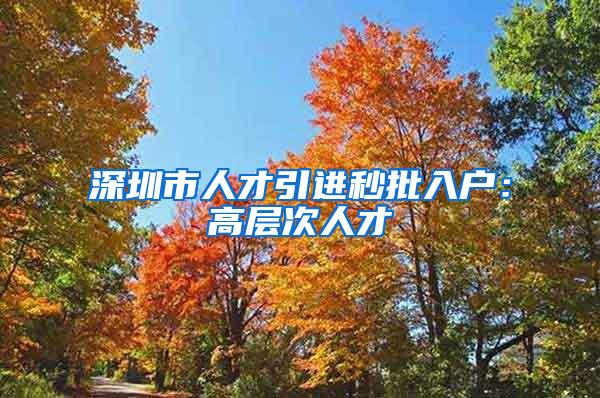 深圳市人才引进秒批入户：高层次人才