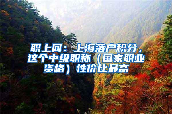 职上网：上海落户积分，这个中级职称（国家职业资格）性价比最高