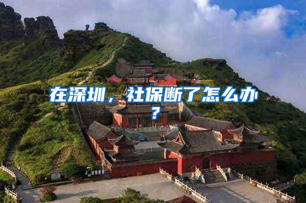 在深圳，社保断了怎么办？