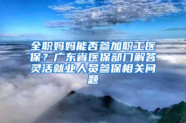 全职妈妈能否参加职工医保？广东省医保部门解答灵活就业人员参保相关问题