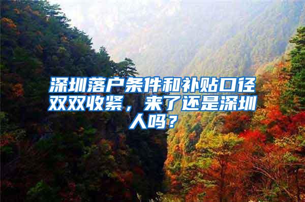 深圳落户条件和补贴口径双双收紧，来了还是深圳人吗？