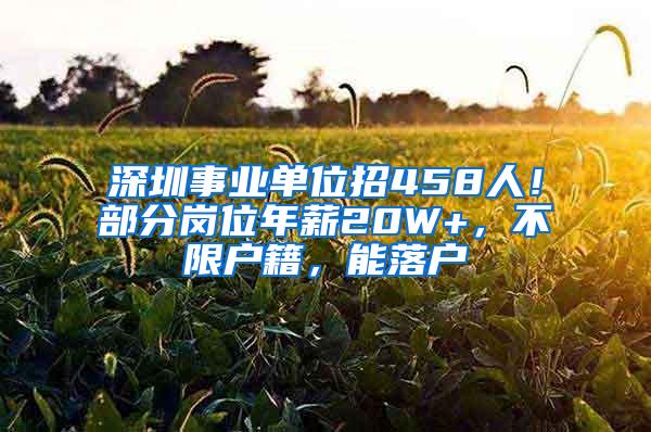 深圳事业单位招458人！部分岗位年薪20W+，不限户籍，能落户