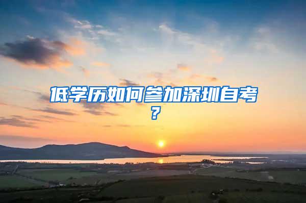 低学历如何参加深圳自考？