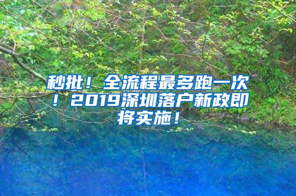 秒批！全流程最多跑一次！2019深圳落户新政即将实施！