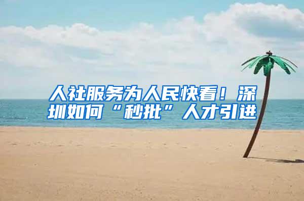 人社服务为人民快看！深圳如何“秒批”人才引进