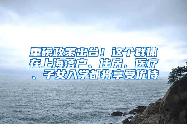 重磅政策出台！这个群体在上海落户、住房、医疗、子女入学都将享受优待