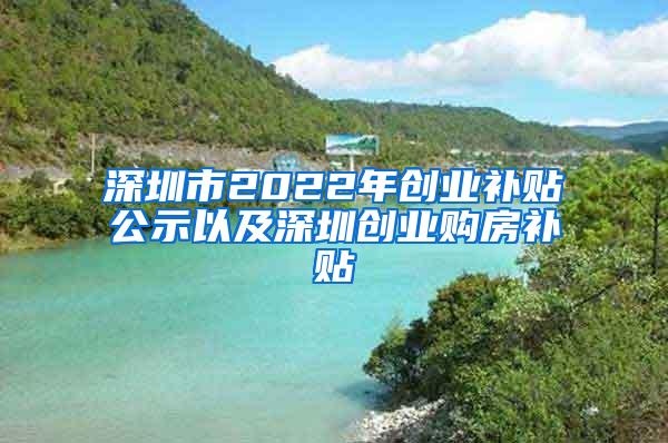 深圳市2022年创业补贴公示以及深圳创业购房补贴