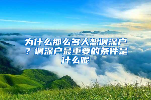 为什么那么多人想调深户？调深户最重要的条件是什么呢