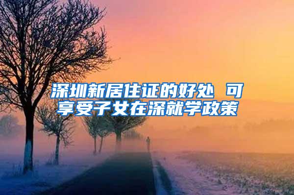 深圳新居住证的好处 可享受子女在深就学政策