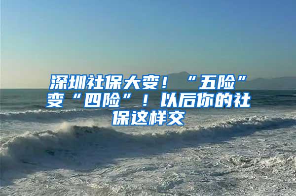 深圳社保大变！“五险”变“四险”！以后你的社保这样交