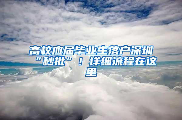 高校应届毕业生落户深圳“秒批”！详细流程在这里