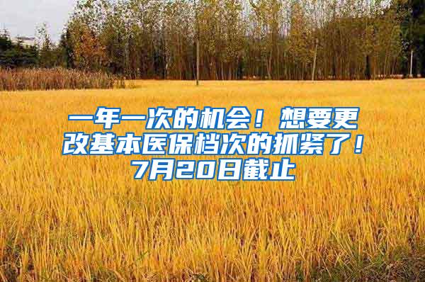 一年一次的机会！想要更改基本医保档次的抓紧了！7月20日截止