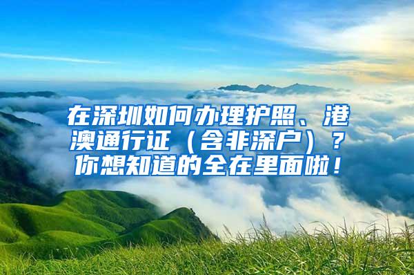 在深圳如何办理护照、港澳通行证（含非深户）？你想知道的全在里面啦！