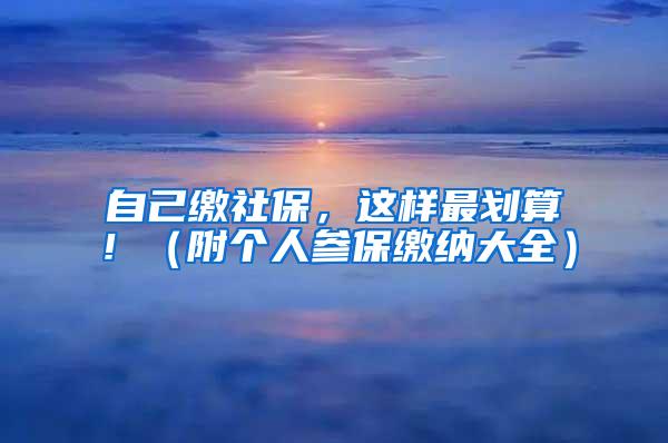 自己缴社保，这样最划算！（附个人参保缴纳大全）