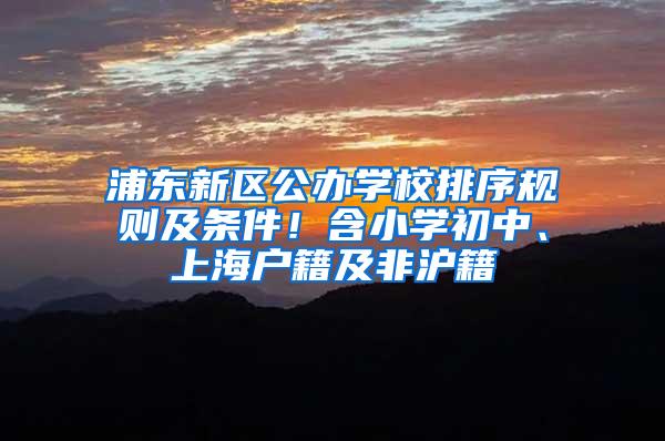 浦东新区公办学校排序规则及条件！含小学初中、上海户籍及非沪籍