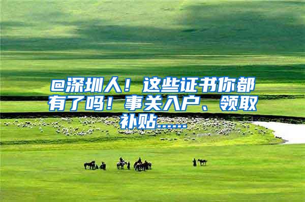 @深圳人！这些证书你都有了吗！事关入户、领取补贴......
