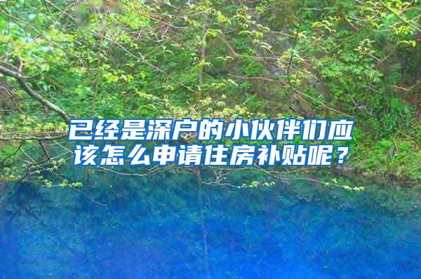 已经是深户的小伙伴们应该怎么申请住房补贴呢？