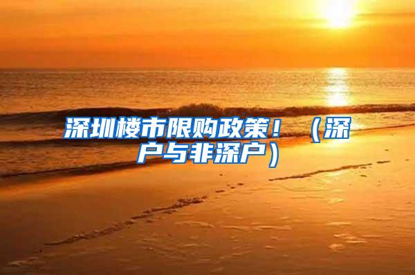 深圳楼市限购政策！（深户与非深户）