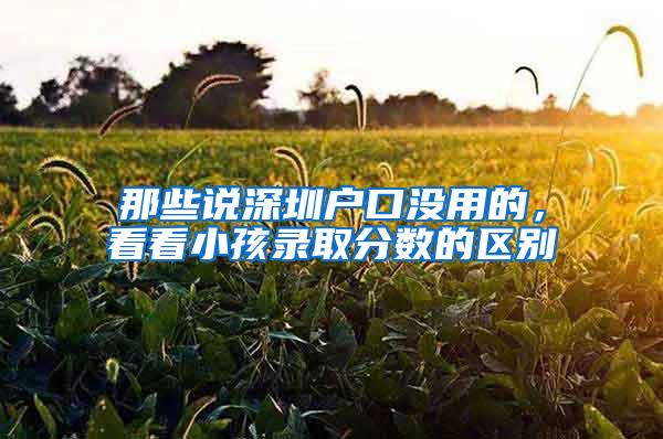那些说深圳户口没用的，看看小孩录取分数的区别