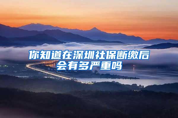 你知道在深圳社保断缴后会有多严重吗