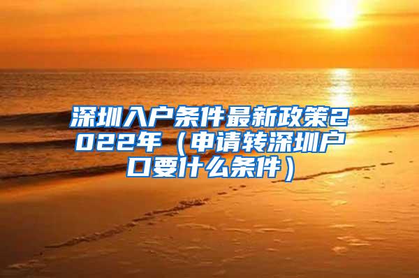 深圳入户条件最新政策2022年（申请转深圳户口要什么条件）