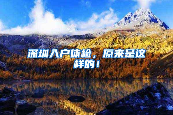 深圳入户体检，原来是这样的！