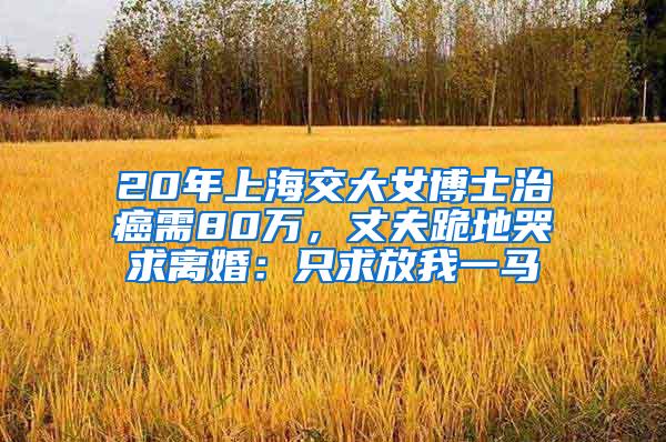 20年上海交大女博士治癌需80万，丈夫跪地哭求离婚：只求放我一马