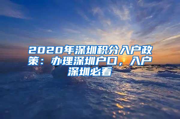 2020年深圳积分入户政策：办理深圳户口，入户深圳必看