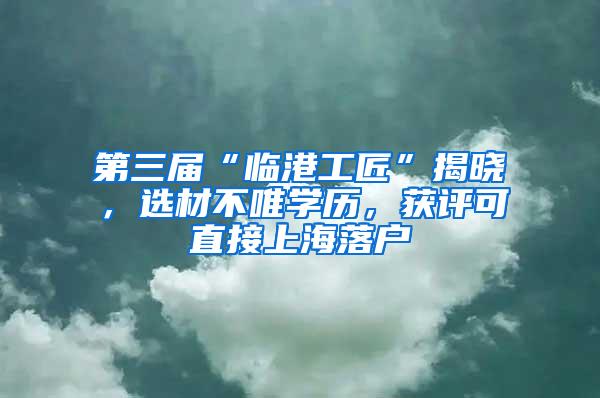 第三届“临港工匠”揭晓，选材不唯学历，获评可直接上海落户