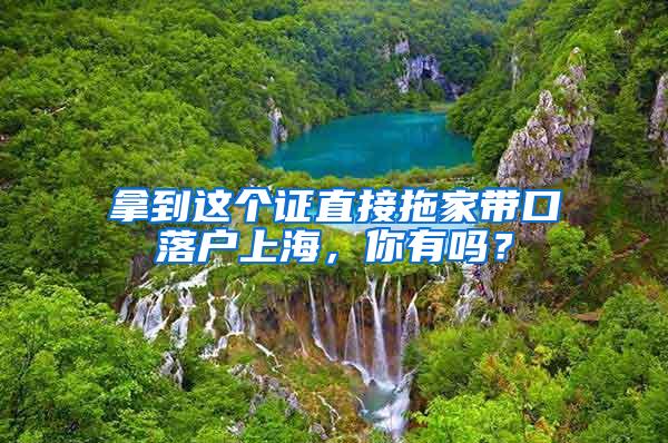 拿到这个证直接拖家带口落户上海，你有吗？