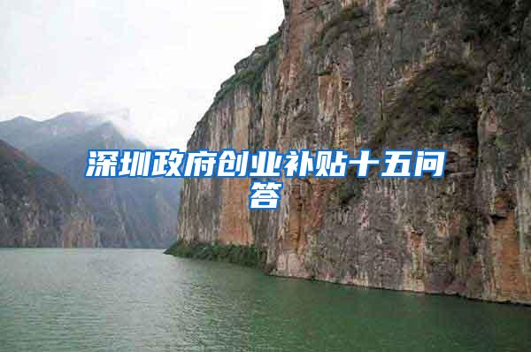 深圳政府创业补贴十五问答