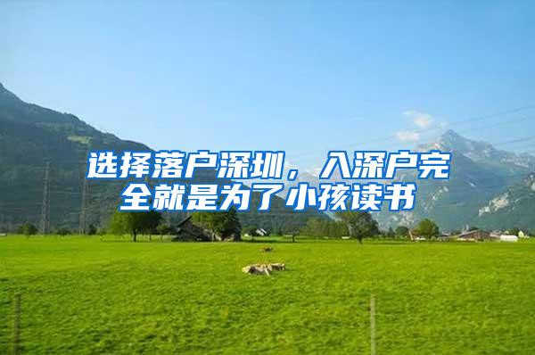 选择落户深圳，入深户完全就是为了小孩读书