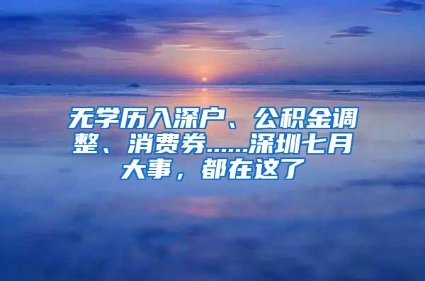 无学历入深户、公积金调整、消费券......深圳七月大事，都在这了