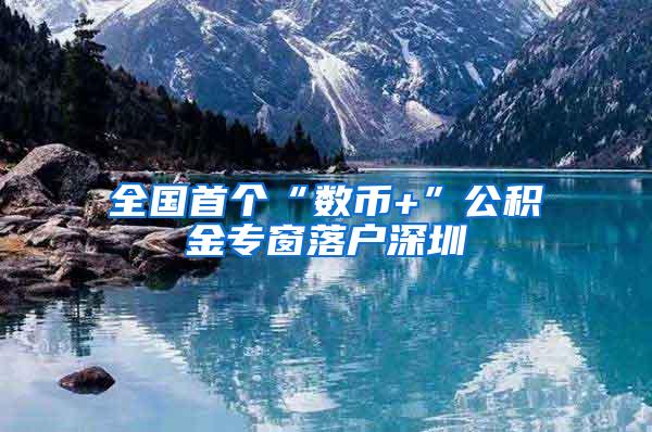 全国首个“数币+”公积金专窗落户深圳