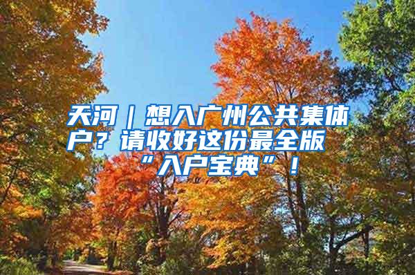 天河｜想入广州公共集体户？请收好这份最全版“入户宝典”！