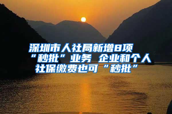 深圳市人社局新增8项“秒批”业务 企业和个人社保缴费也可“秒批”