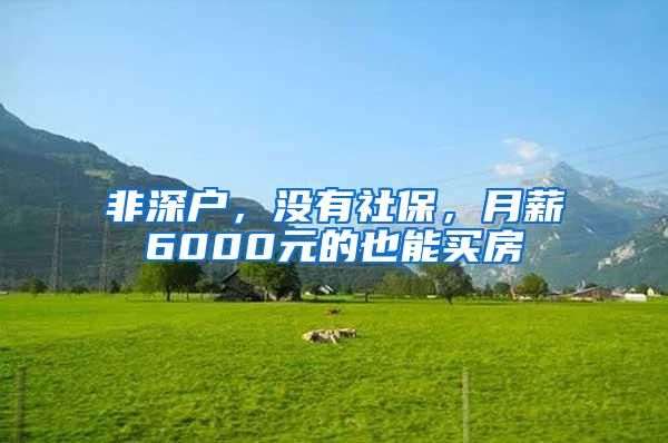 非深户，没有社保，月薪6000元的也能买房