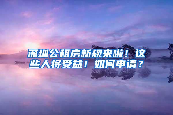 深圳公租房新规来啦！这些人将受益！如何申请？