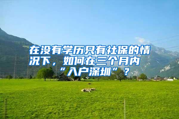 在没有学历只有社保的情况下，如何在三个月内“入户深圳”？