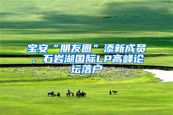 宝安“朋友圈”添新成员，石岩湖国际LP高峰论坛落户